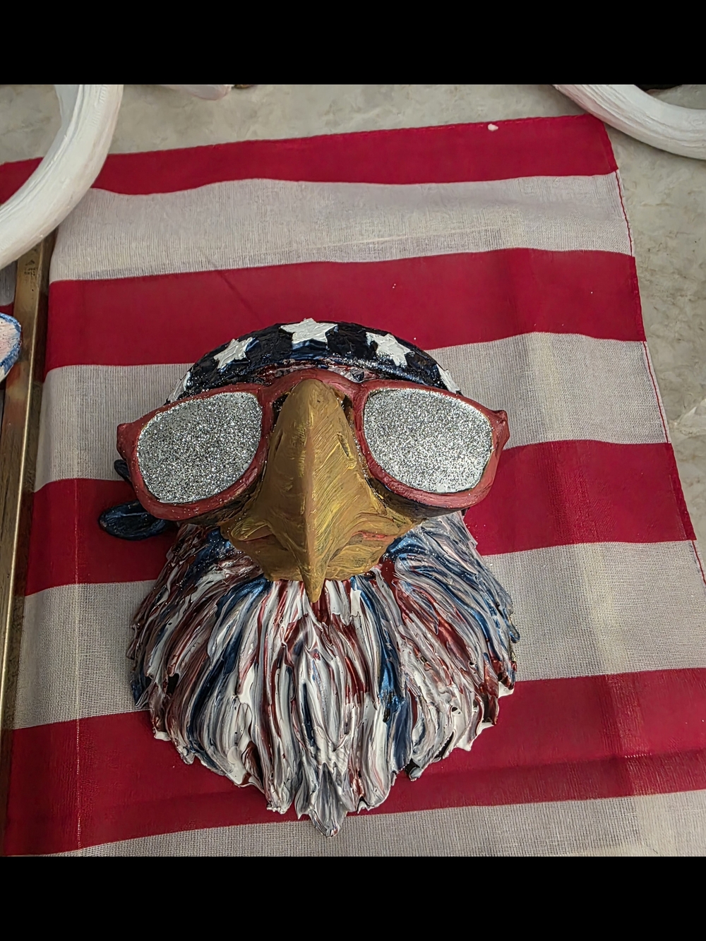 American Eagle Patriotic Eagle Wall Sculpture - Red, White & Blue with Gold Beak